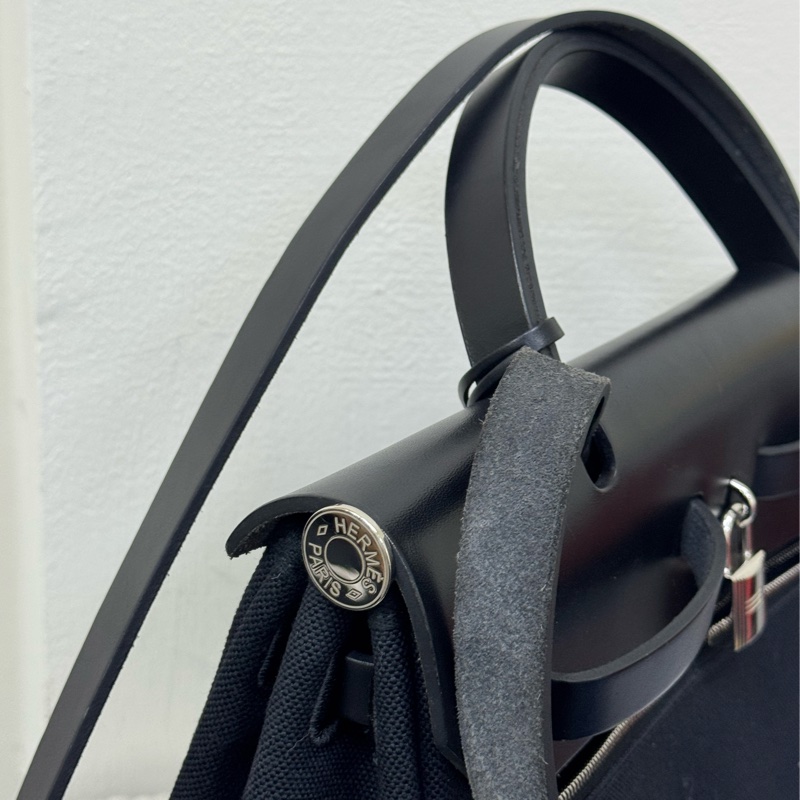 Hermes黑帆布銀釦HERBAG31-13