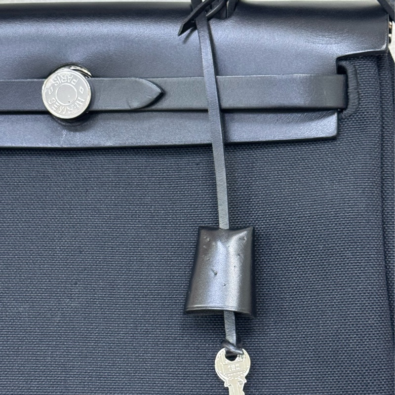 Hermes黑帆布銀釦HERBAG31-14