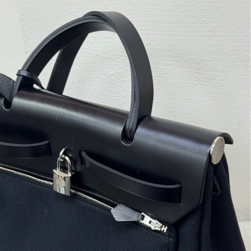 Hermes黑帆布銀釦HERBAG31-20