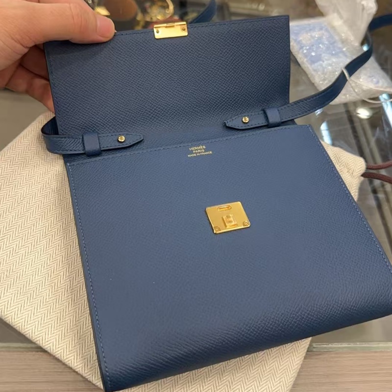 🌈Hermes💙Clic 16💙寶石藍色金扣🌟99.8新閑置🌈Epsom皮🌟愛馬仕🌟-4