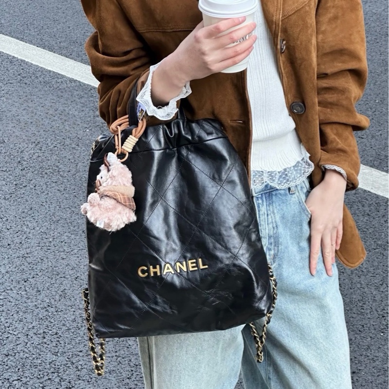 ✨Chanel 22bag黑金後背包 99新 小號晶片款🖤-1