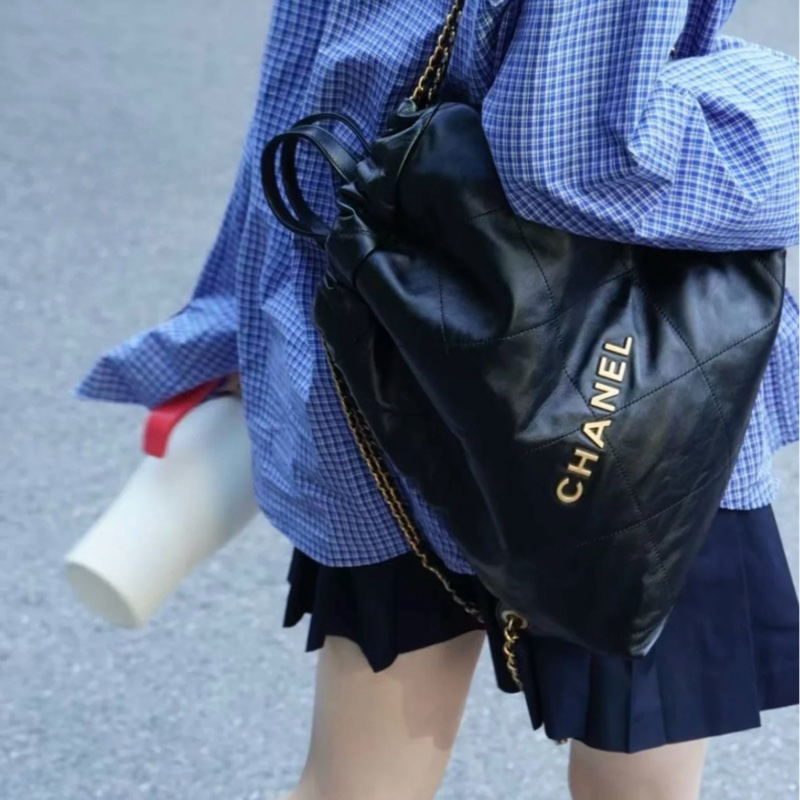 ✨Chanel 22bag黑金後背包 99新 小號晶片款🖤-3