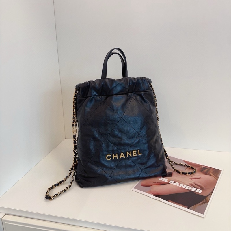 ✨Chanel 22bag黑金後背包 99新 小號晶片款🖤-5
