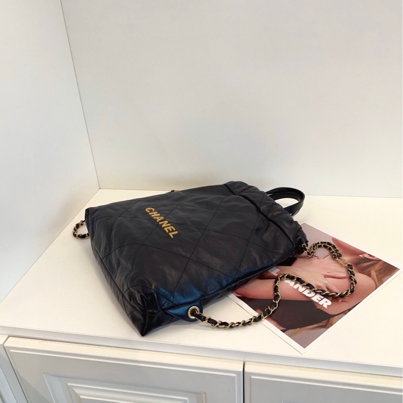 ✨Chanel 22bag黑金後背包 99新 小號晶片款🖤-10