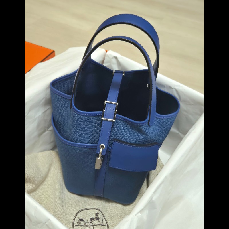 Hermes 愛馬仕 菜籃子 picotin 18 cargo 帆布拼皮革-6