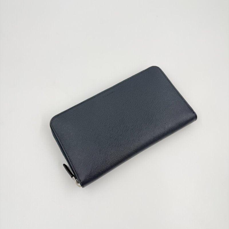 PRADA - 深藍色防刮牛皮商務型長夾-0