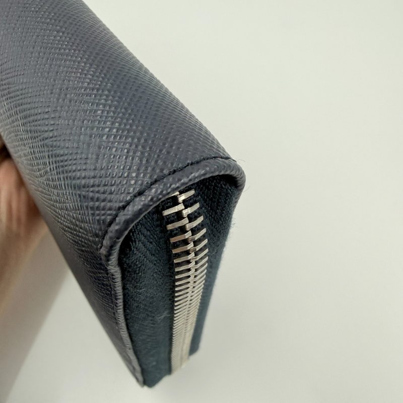 PRADA - 深藍色防刮牛皮商務型長夾-7