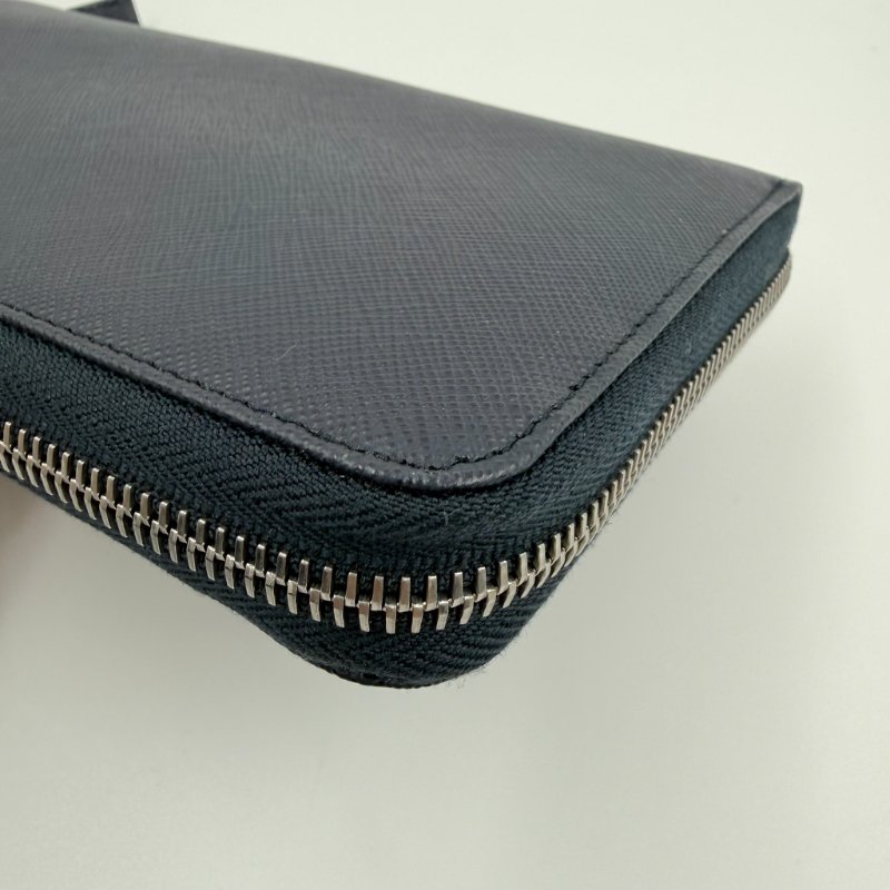 PRADA - 深藍色防刮牛皮商務型長夾-8