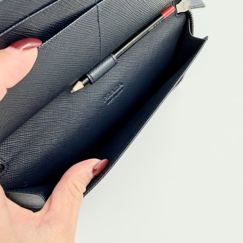 PRADA - 深藍色防刮牛皮商務型長夾-11