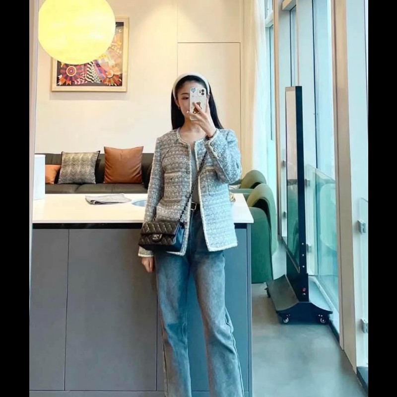 Chanel 香奈兒 🈶購證 CF 20 大mini  黑金羊皮-0