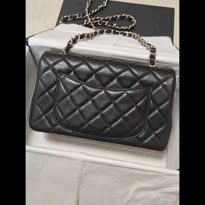 Chanel 香奈兒 🈶購證 CF 20 大mini  黑金羊皮-13