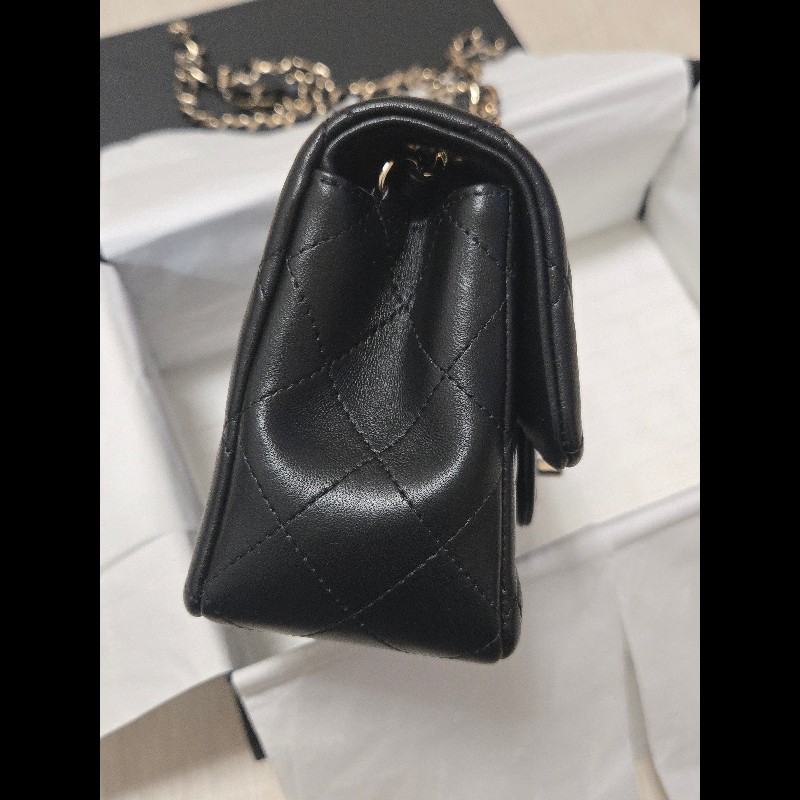 Chanel 香奈兒 🈶購證 CF 20 大mini  黑金羊皮-15