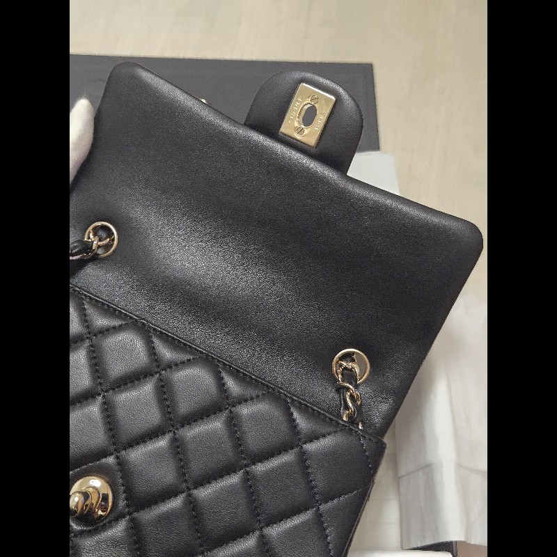 Chanel 香奈兒 🈶購證 CF 20 大mini  黑金羊皮-19