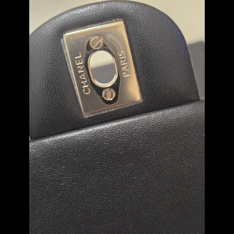 Chanel 香奈兒 🈶購證 CF 20 大mini  黑金羊皮-23
