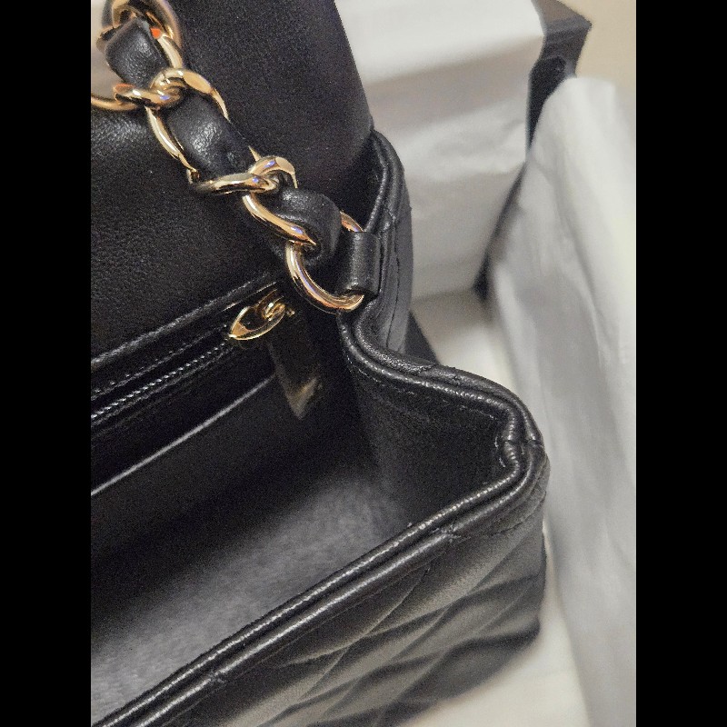 Chanel 香奈兒 🈶購證 CF 20 大mini  黑金羊皮-24