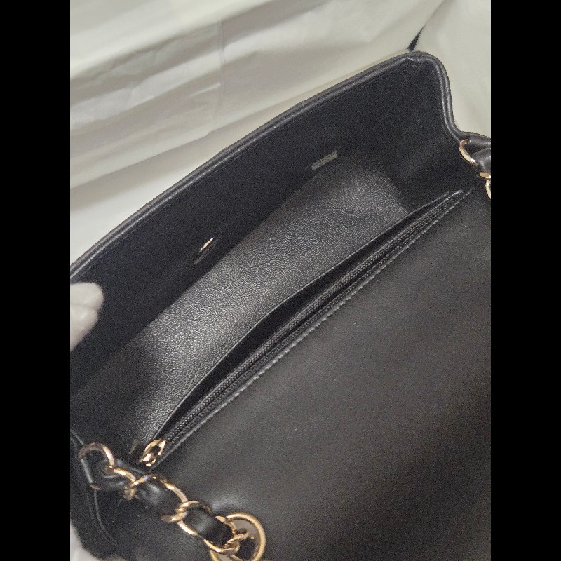 Chanel 香奈兒 🈶購證 CF 20 大mini  黑金羊皮-27