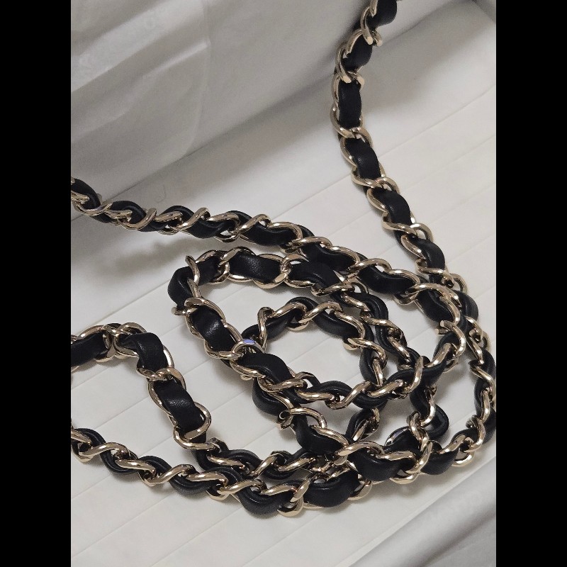 Chanel 香奈兒 🈶購證 CF 20 大mini  黑金羊皮-29