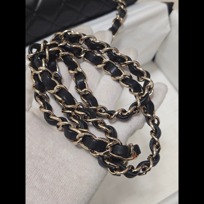 Chanel 香奈兒 🈶購證 CF 20 大mini  黑金羊皮-30