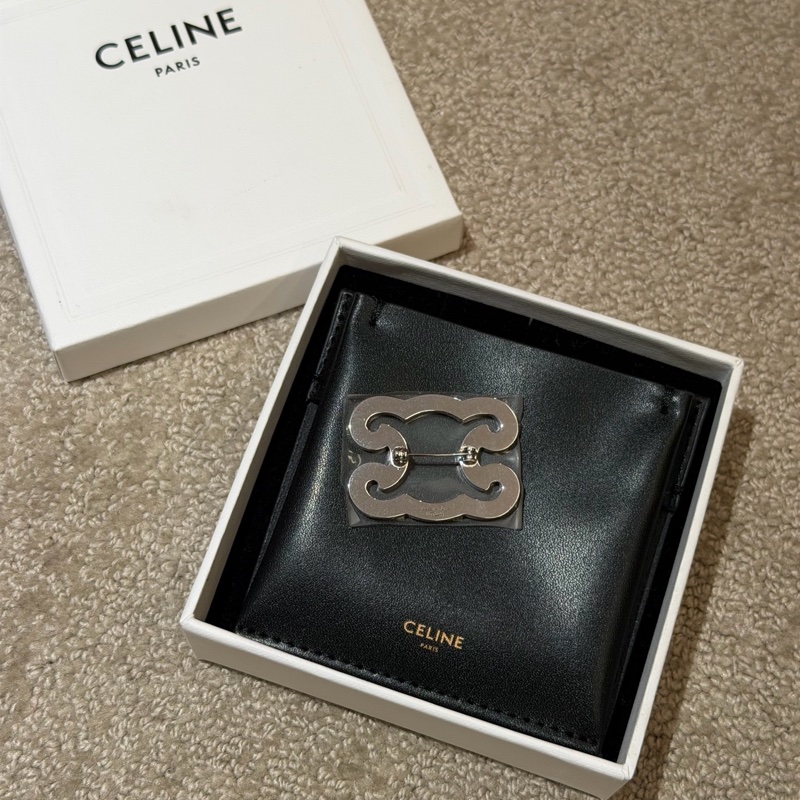 Celine Triomphe 凱旋門胸針 銀色-1