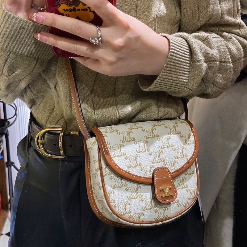 Celine老花mini凱旋門馬鞍包14*12*4 98新配件盒子塵袋-0