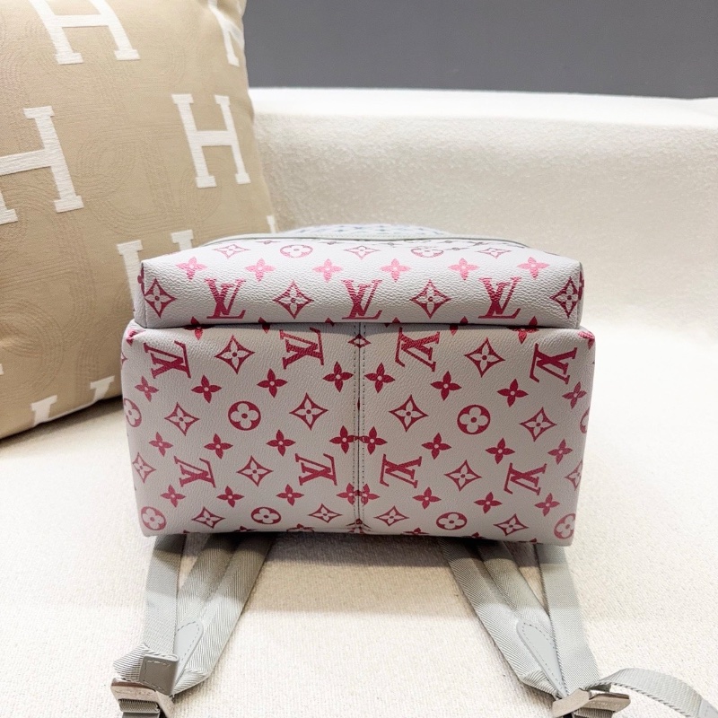 LV新款 漸變彩虹音符灰三彩後背包牛皮 灰白老花芯片款28*36*16 全新閒置配件塵袋-5