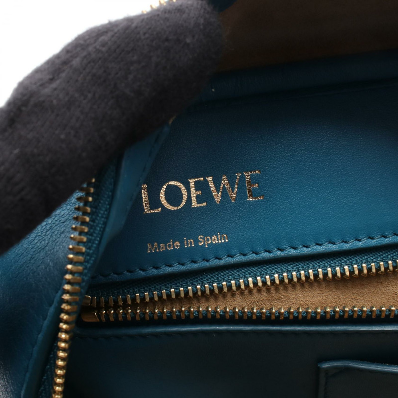 LOEWE Amazona 28 單肩斜背包 A039N08X01 皮革 藍色 二手 女士-3
