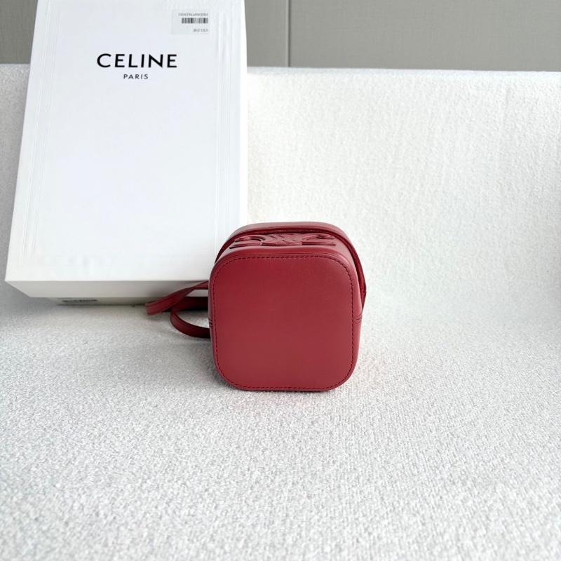 Celine 凱旋門小盒子包 豆沙紅 金扣 牛皮10*11*10 98新配件塵袋盒子購證-5