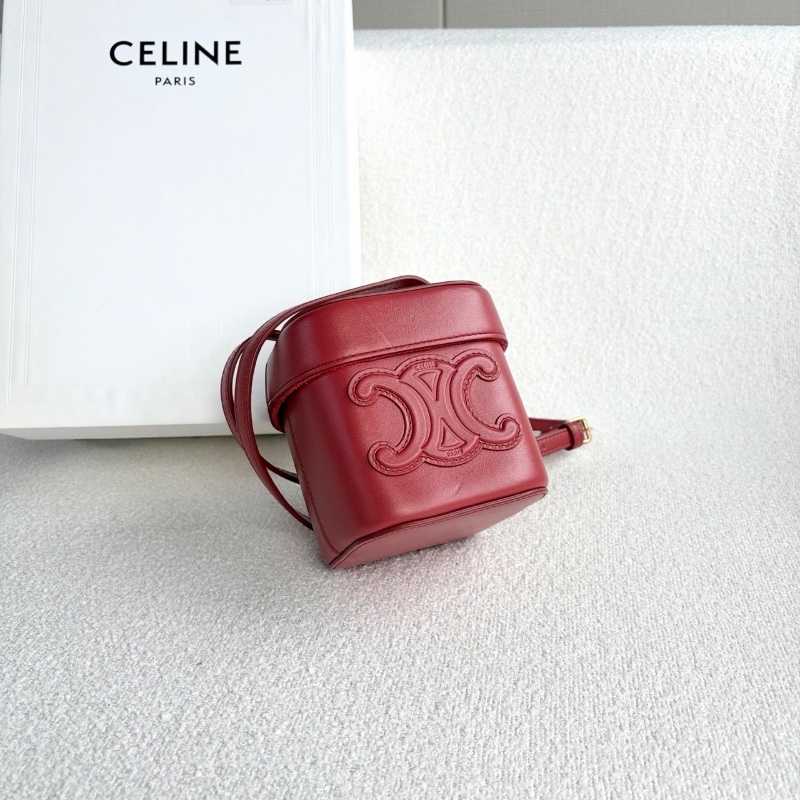 Celine 凱旋門小盒子包 豆沙紅 金扣 牛皮10*11*10 98新配件塵袋盒子購證-6