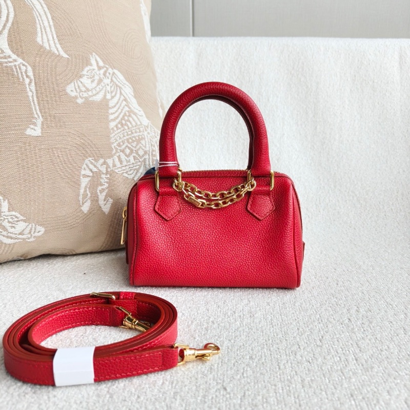 Celine 紅色金扣牛皮凱旋門全皮mini波士頓枕頭包 14*10*7.5  98新配件塵袋-2