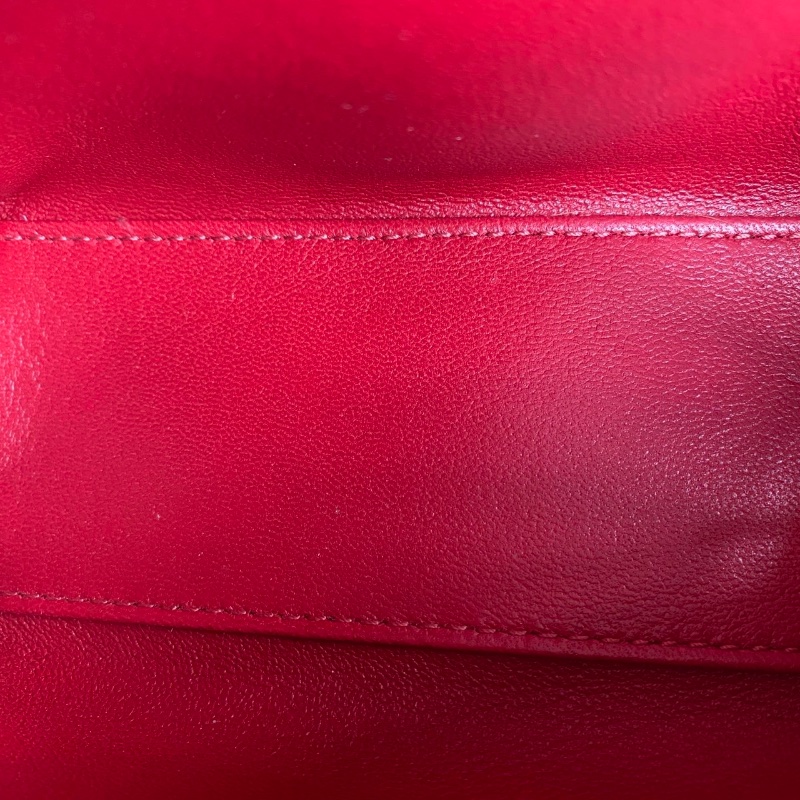 Celine 紅色金扣牛皮凱旋門全皮mini波士頓枕頭包 14*10*7.5  98新配件塵袋-3