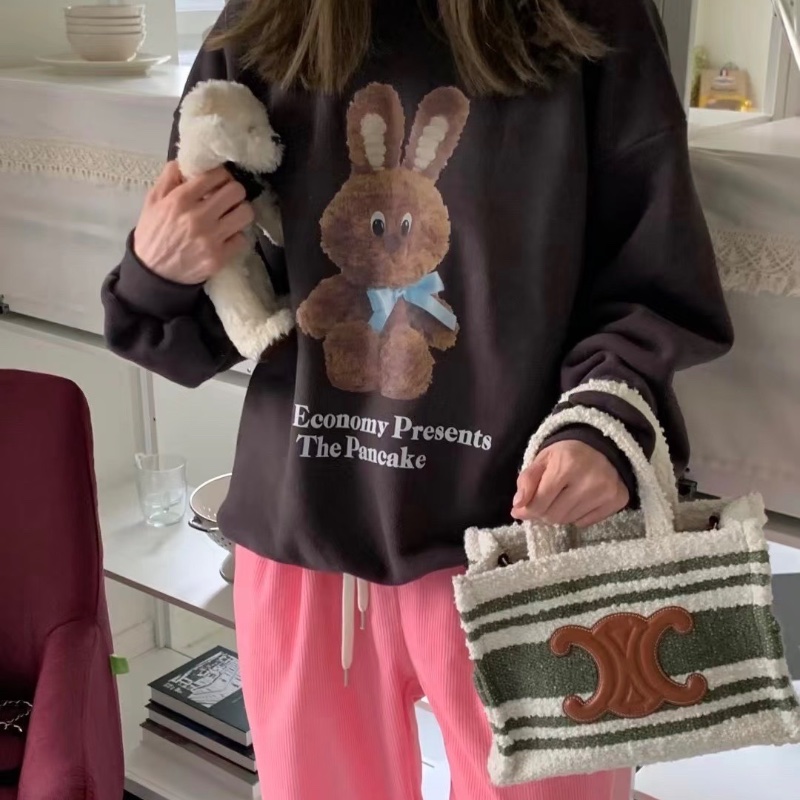 Celine條紋毛呢托特包 拼色25*19*14 98新配件塵袋-1