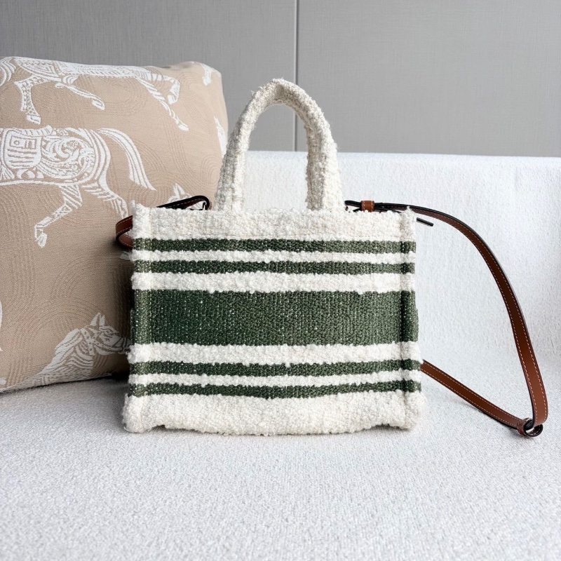 Celine條紋毛呢托特包 拼色25*19*14 98新配件塵袋-6