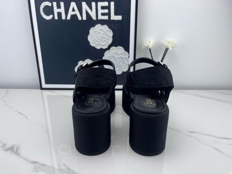 98新 chanel香奈兒 23p黑色菱格紋涼拖 38.5碼 無附件-2