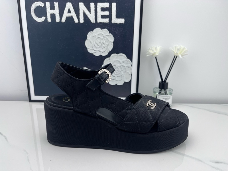 98新 chanel香奈兒 23p黑色菱格紋涼拖 38.5碼 無附件-5