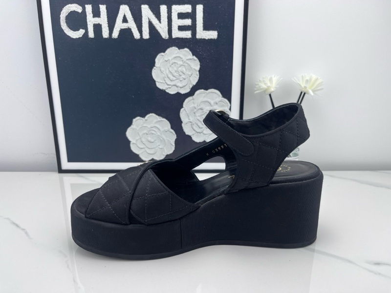 98新 chanel香奈兒 23p黑色菱格紋涼拖 38.5碼 無附件-6