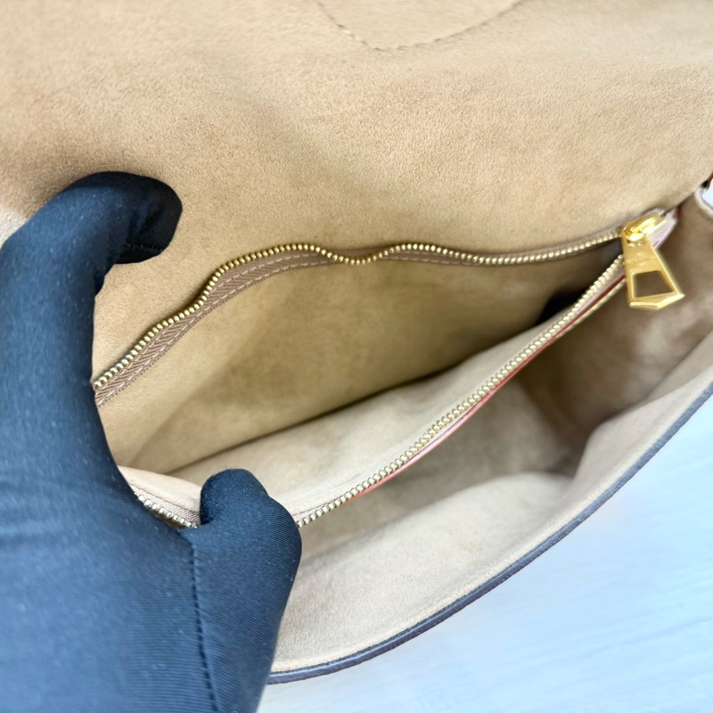 LV原花拚白色羊羔毛Diane下蓋肩側背包M46317-12