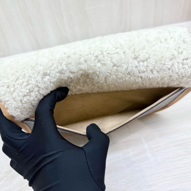 LV原花拚白色羊羔毛Diane下蓋肩側背包M46317-16