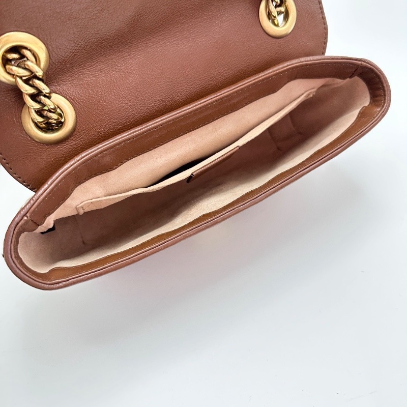 GUCCI焦糖色金扣marmont22肩背斜背包22*13*6 98新配件塵袋購證-2