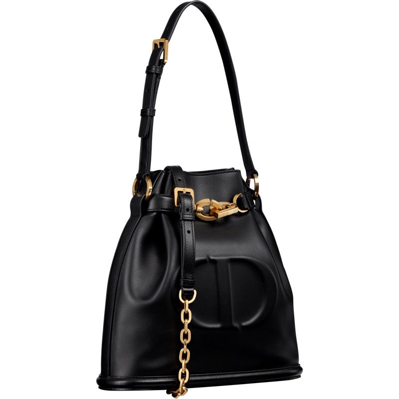 DIOR黑金牛皮cest Dior手提側背水桶包M2271UBHA-0