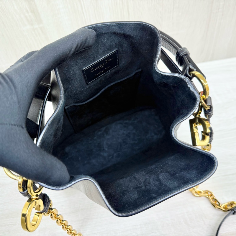 DIOR黑金牛皮cest Dior手提側背水桶包M2271UBHA-9