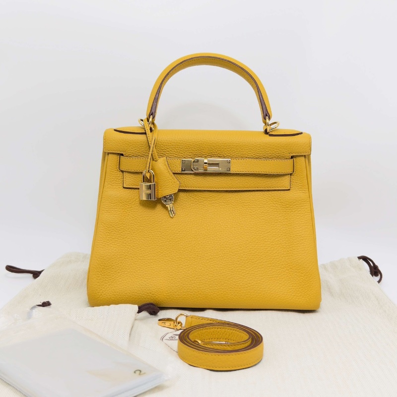 HERMES 琥珀黃金扣 kelly28手提肩背斜背包28*20*11 98新配件塵袋雨衣鎖鑰匙-1