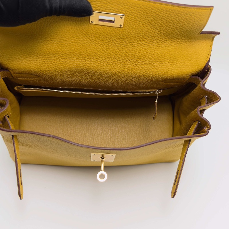 HERMES 琥珀黃金扣 kelly28手提肩背斜背包28*20*11 98新配件塵袋雨衣鎖鑰匙-2