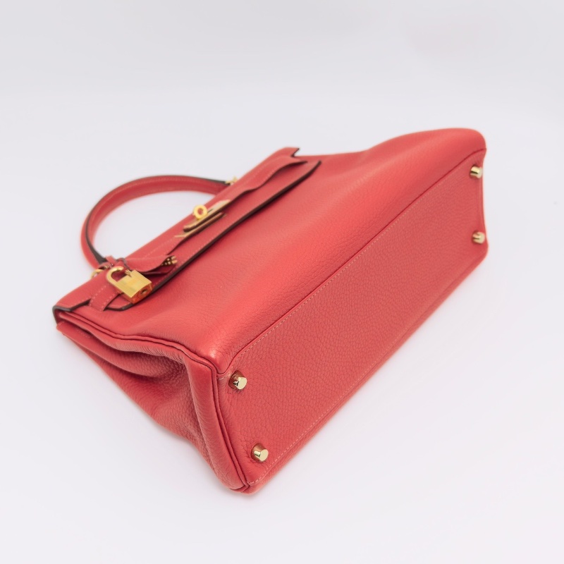 HERMES 齋普爾粉金扣kelly32手提肩背斜背包32*23*13 98新配件塵袋鎖鑰匙-3