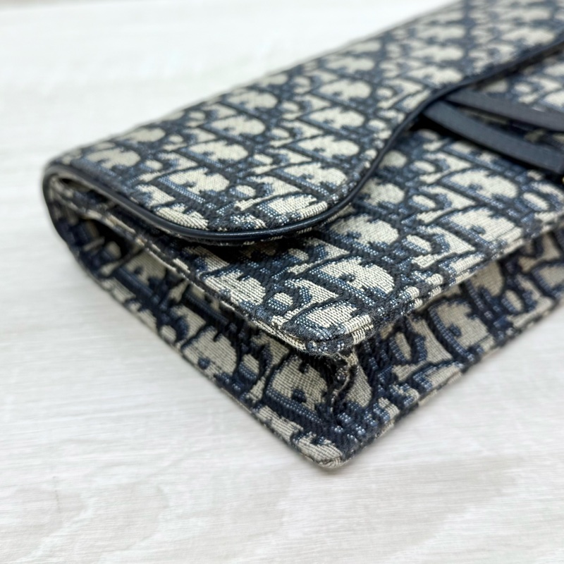 DIOR藍色緹花布Saddle中型下蓋磁吸WOC S5907CTZQ-11