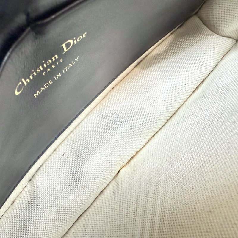 DIOR藍色緹花布Saddle中型下蓋磁吸WOC S5907CTZQ-14