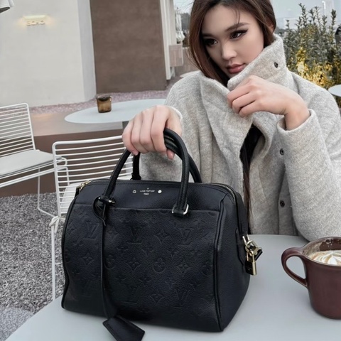 LV牛皮壓花Speedy25手提斜背包 26*18*16 98新配件塵袋購證