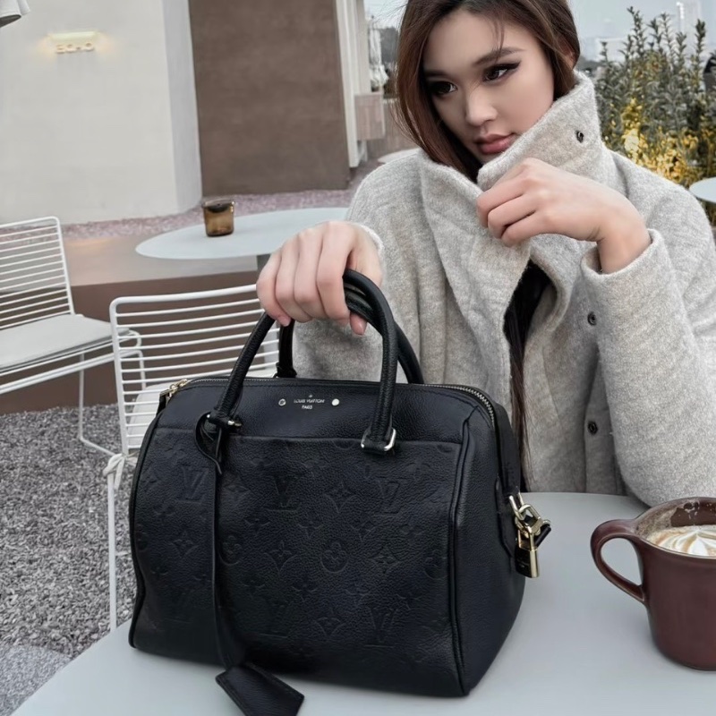 LV牛皮壓花Speedy25手提斜背包 26*18*16 98新配件塵袋購證-0