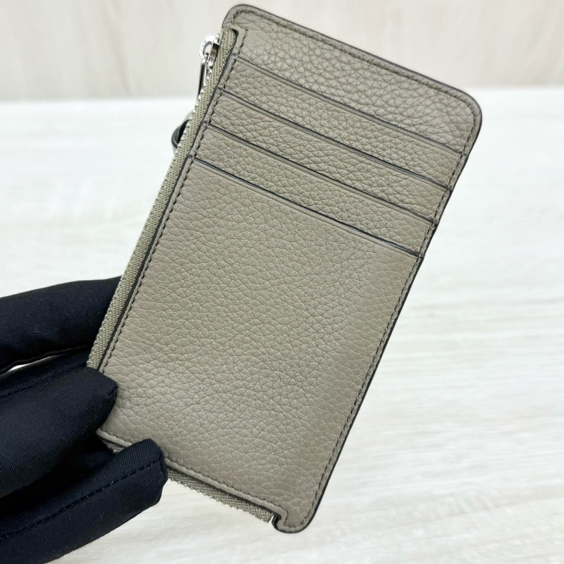 Loewe大象灰牛皮拚芥末黃卡片夾側流蘇L拉零錢卡包C660Z40X04-10