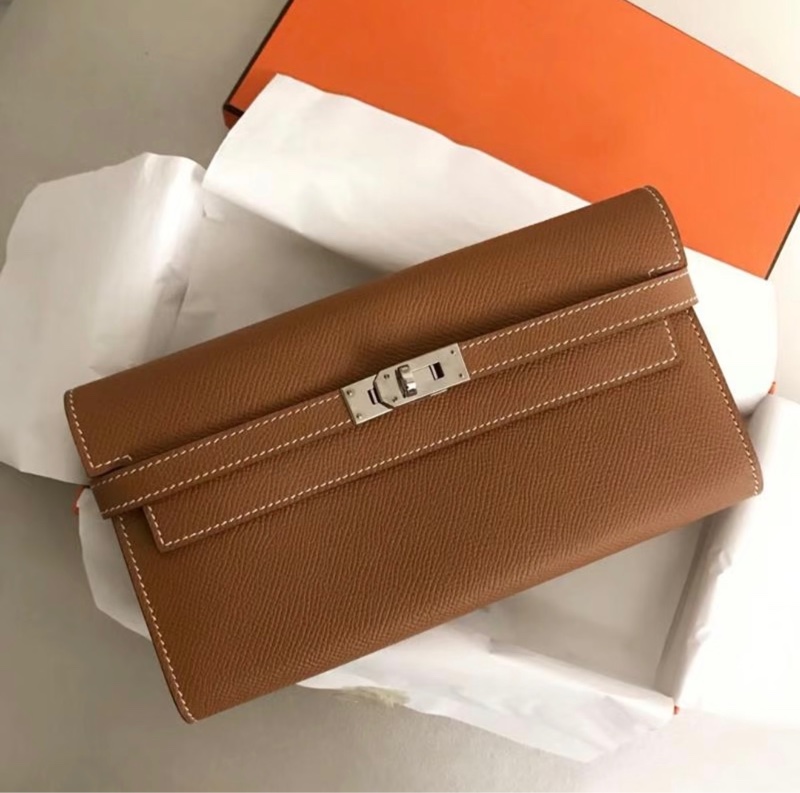 「JL精品代購」98新 Hermes 愛馬仕 Kelly 金棕銀扣-0