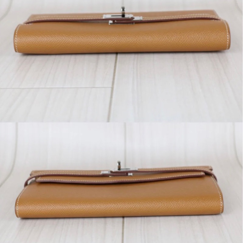 「JL精品代購」98新 Hermes 愛馬仕 Kelly 金棕銀扣-3